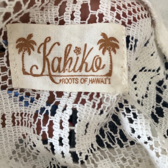 Kahiko Roots of Hawaii cream lace cover up with fringe size L - Picture 4 of 6